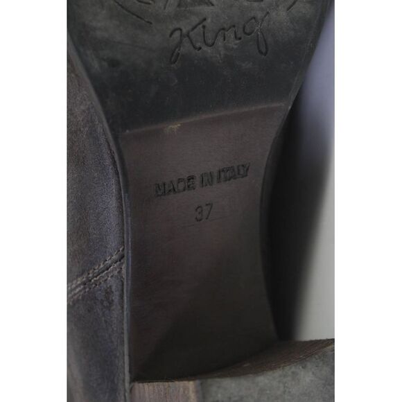 K King Womens Suede Almond Toe Block Heel Over The Knee Boots Gray Size 7US 37EU - Picture 5 of 5
